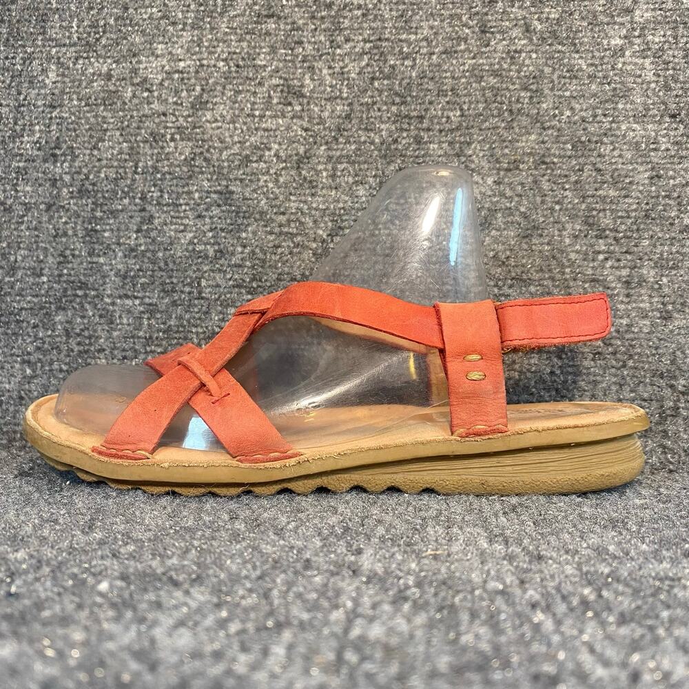 Born Rainey Salmon Red Leather Strappy Slingback Comfort Sandals Womens 8 EU 39